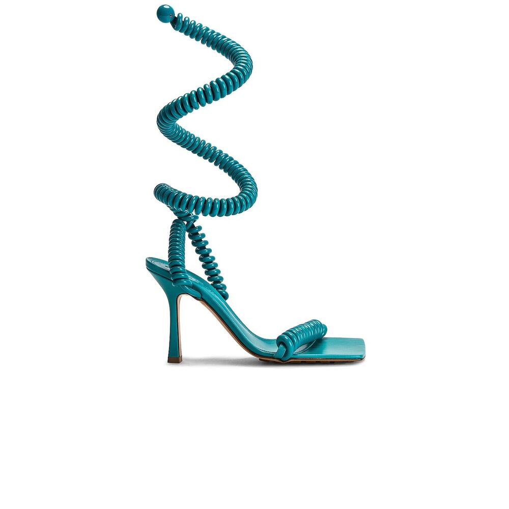 Bottega Veneta Teal Spiral Strap Leather Sandals